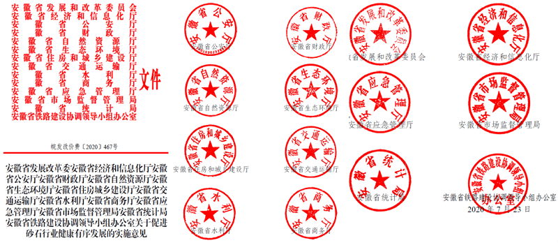 為促進(jìn)機(jī)制砂健康有序發(fā)展，安徽省發(fā)改委發(fā)布了實(shí)施方案文件